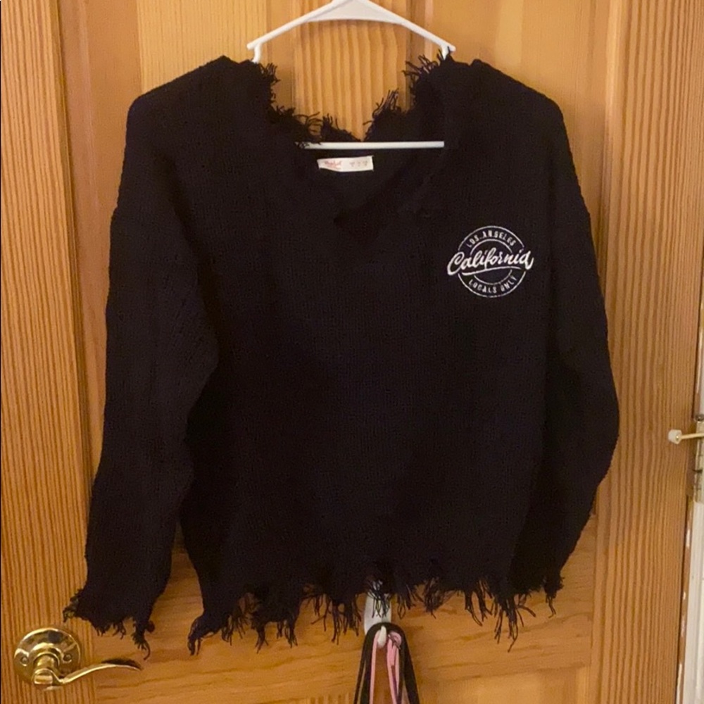 Black Raw Trim Sweater